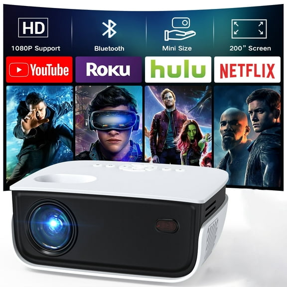 TOPVISION 1080P Mini Projector with Bluetooth,Keystone Correction,up to Support 240'' Screen