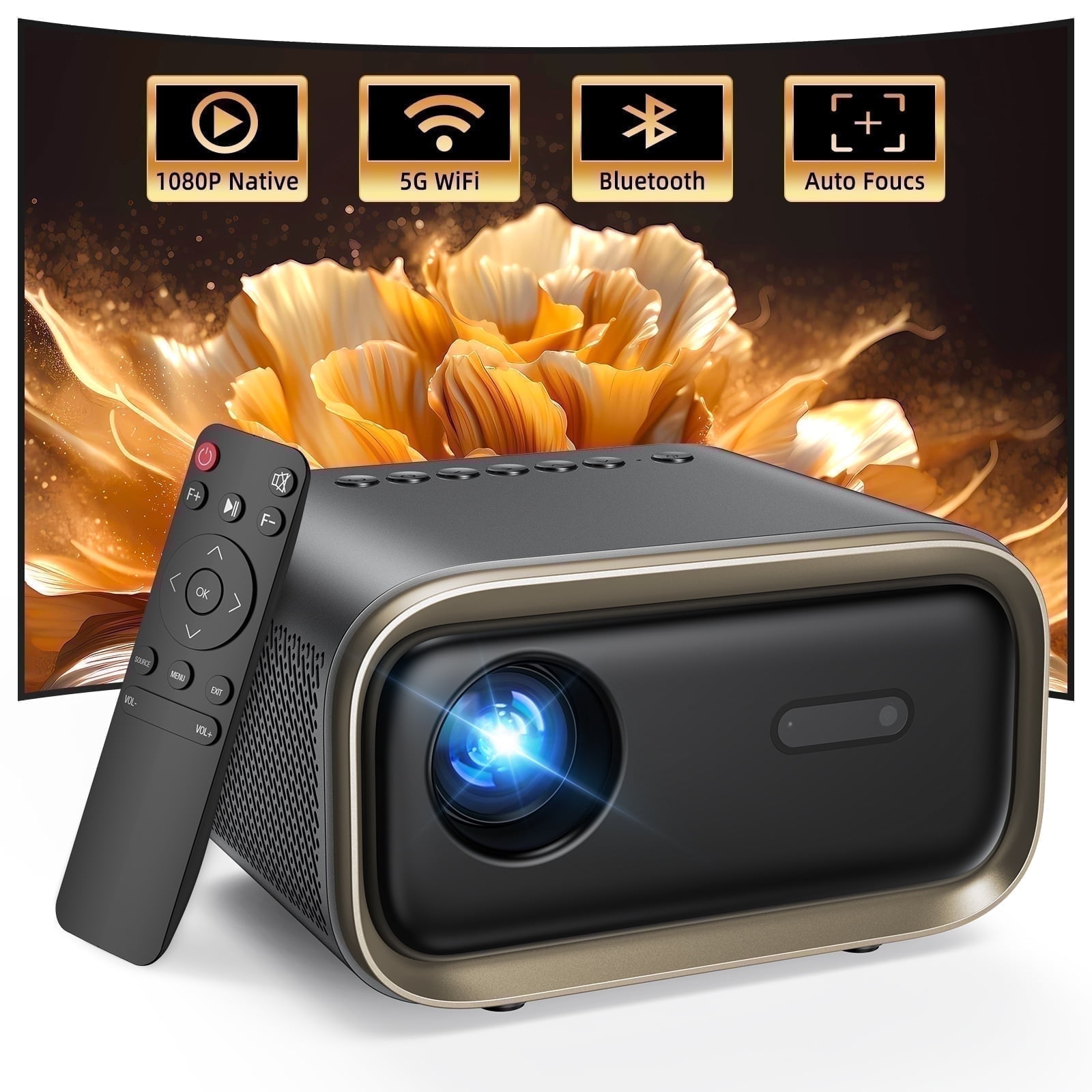 TOPVISION LED Projector 本体 TOPVISION Native 1080P Projector with Wifi and Bluetooth, 4K