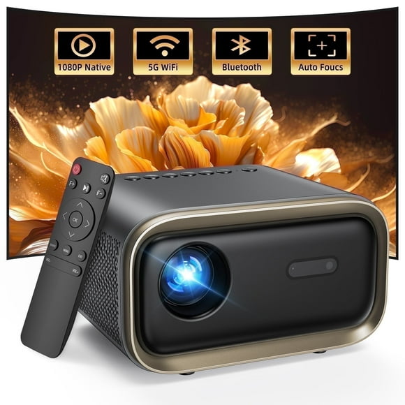 TOPVISION Native 1080P Projector with Wifi and Bluetooth, 4K Supported,Auto Focus,Gift Choice