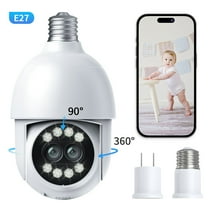TOPVISION Light Bulb Camera, 4MP Indoor Security Camera Wireless Wifi with Dual Lens, 360°PTZ Security Cameras Outdoor with Full Color Night Vision, Two Way Audio, IP66 Weatherproof, 2.4GHz Wifi