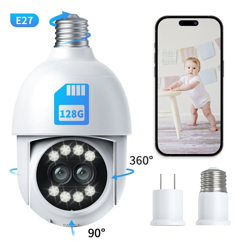 4MP Bulb Security Camera 2.4GHz 360° 2K Security Wireless Outdoor