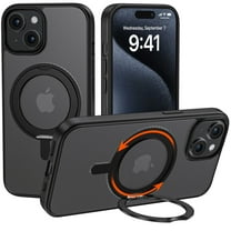 TOPVISION Magnetic Phone Case for iPhone 15,  iPhone Case with Ring Stand MagSafe Compatible - Black