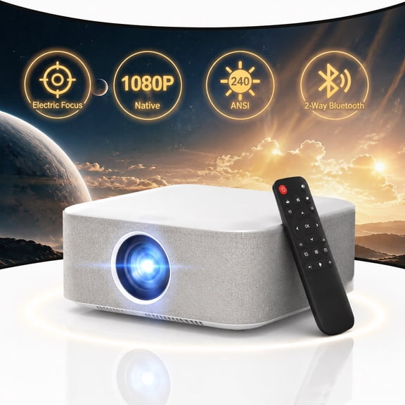 TOPVISION Supported 4K Movie Projector with WiFi Bluetooth, Native 1080P FHD Outdoor Projector for Home Theater, Electric Focus & Auto Keystone, Mini Projector Compatible with Phone/Laptop/PS5