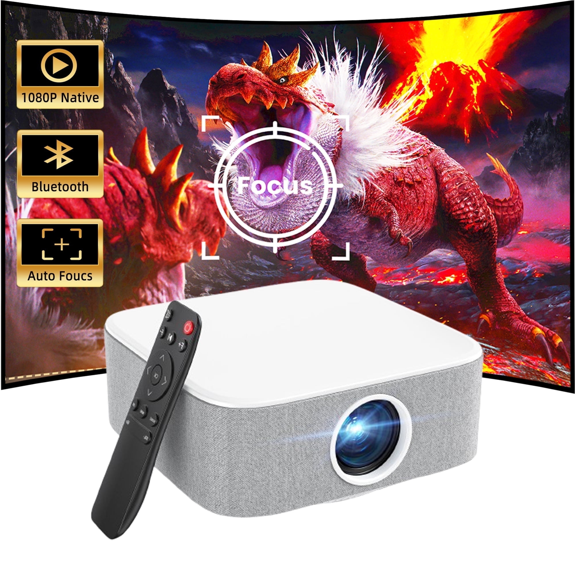 TOPVISION Native 1080P Projector whit Wifi and Bluetoorh,4K Support,Auto Focus,two-way Bluetooth,1 Pack,White - Walmart.com