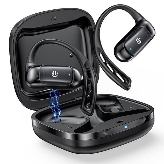TOPVISION Wireless Earbuds, Bluetooth 5.4 Earbuds with Clear Call Mic, Open-Ear Earbuds with Dual EQ Sound Modes, 64H Playtime, Ultra-Lightweight, Open-Ear Headphones for Running, Workout, Gym