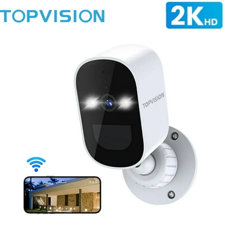 TOPVISION Outdoor Wireless Security Camera, 4MP 1080P, Color Night Vision, 2-Way Talk, Motion Detection, Includes Accessories