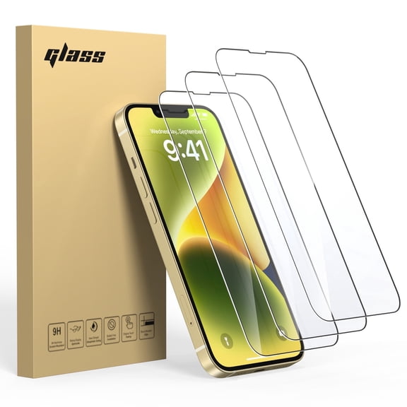 TOPVISION 3-Pack Enhanced Screen Protector for iPhone 13/14/13 Pro(6.1"), 9H Hardness, Shatter Protection, HD Clear Tempered Glass, Full Coverage Easy, Case Friendly