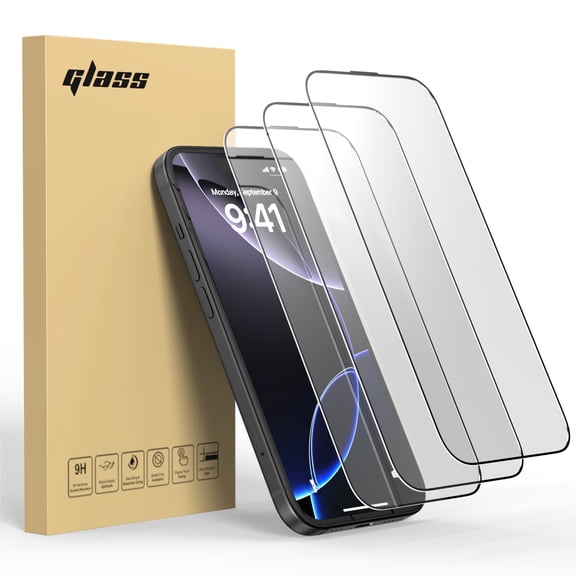 TOPVISION 3-Pack Enhanced Screen Protector for iPhone 15/16(6.1"), 9H Hardness, Shatter Protection, HD Clear Tempered Glass, Full Coverage Easy, Case Friendly