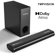 TOPVISION Sound Bar, 2.1ch Dolby Atmos Sound Bar for TV, 150W 3D Surround Sound with Bluetooth 5.3/HDMI/Aux/Opt/USB Connect, SP04