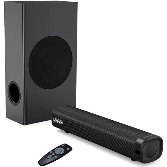 TOPVISION Sound Bars for TV, Upgrade 60W Sound Bar with Subwoofer, 16 inch Speakers for Computer and Laptop, Wired & Wireless Bluetooth 5.0, Opt/Aux/Bluetooth Connection