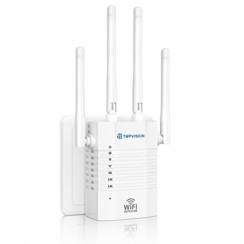 TOPVISION WiFi Extender Signal Booster for Home, 1200Mbps Dual Band 5GHz/2.4GHz WiFi Extender with Ethernet Port, Covers Up to 1500 Sq.Ft, WiFi Booster Supports 35 Devices, Easy Setup