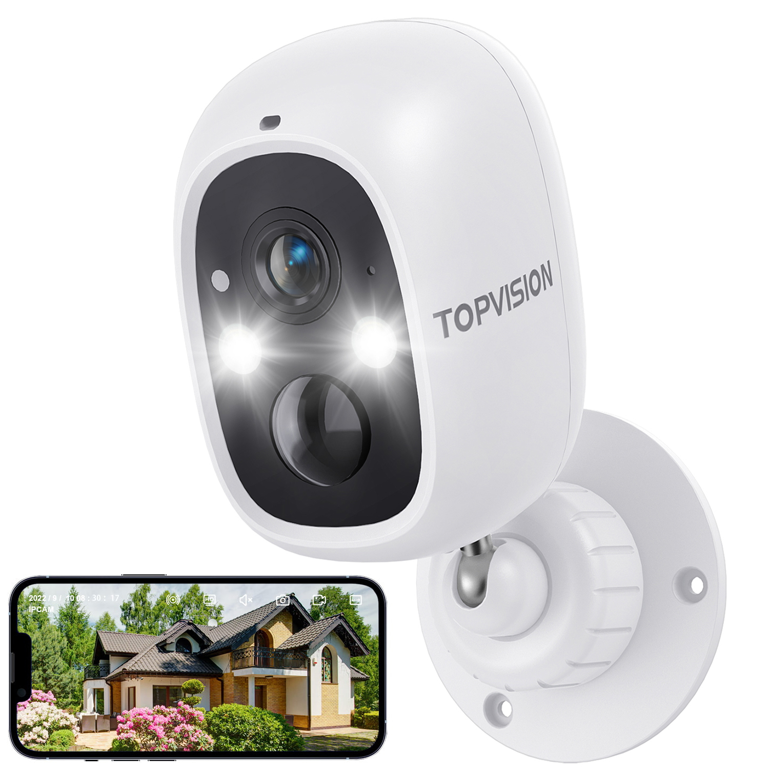 TOPVISION Wireless Security Camera, 2K WiFi Camera with Outdoor Night Vision, IP66 Outdoor Waterproof Camera for Home Security System, Surveillance Camera with PIR Motion Sensor, 2 Way Audio - image 1 of 9