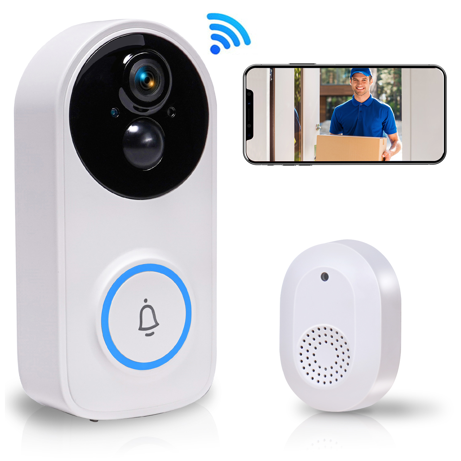 Doorbell Camera Wireless, TMEZON Smart Video Doorbell with Chime for