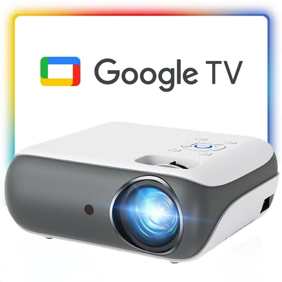 HAPPRUN Wifi Google TV Projector, 4K Home Theater with Dolby Sound, WiFi & Bluetooth , Built-in Streaming Apps