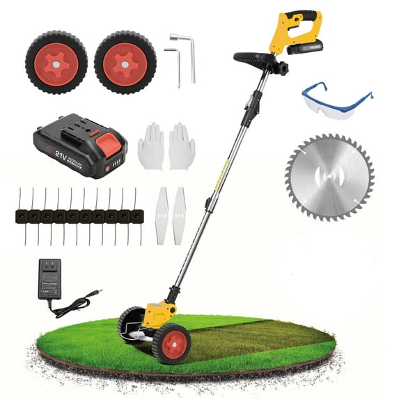 TOPWIRE 21V 2Ah Cordless Weed Eater, 3-in-1 Lightweight Push Lawn Mower & Edger Tool