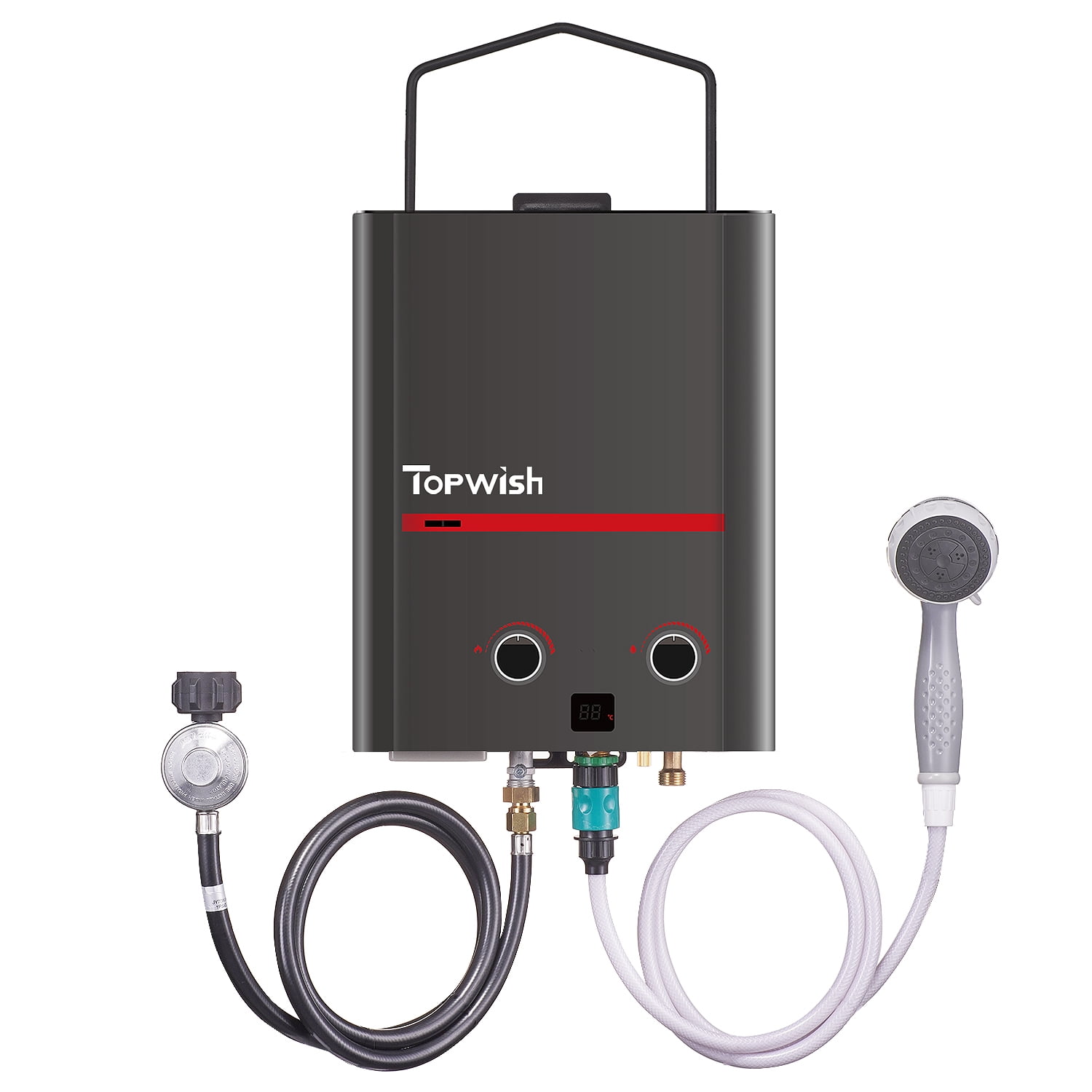 TOPWISH 1.32 GPM 5L Portable Tankless Propane Water Heater with Handle