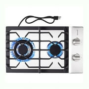 TOPWISH Gas Cooktop 12 inch,  2 Burner Propane Gas Cooktop, LPG/NG Built-in Gas Rangetop with 2 ITALY SABAF Sealed Burners 18,000BTU, Thermocouple Protection, Stainless