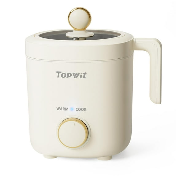 TOPWIT Rice Cooker Small, 2-Cups Uncooked, 1.2L Mini Rice Cooker with Non-stick Coating, BPA Free, Portable Rice Maker with One Touch & Keep Warm Function, Beige