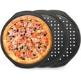 TOPZEA 3 Pack Pizza Tray for Oven, 12 Inch NonStick Carbon Steel Pizza Pans with Holes