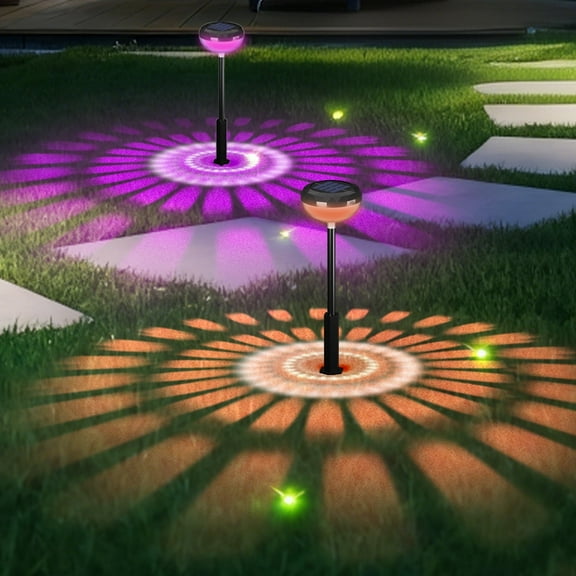 TOPZOO Outdoor Solar Lights, 2 Packs Pathway Lights Solar Powered, Multicolor & Warm White LED Landscape Lights, Outside Garden Yard Lawn Decorative