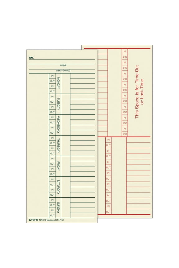 Extra-Heavy 2 Sided Weekly Time Cards, Manila