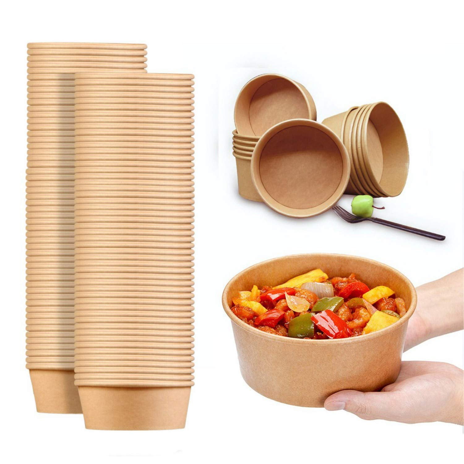 TOPtoper 24 Oz Large Paper Bowls 90 Pack Disposable Soup Bowls