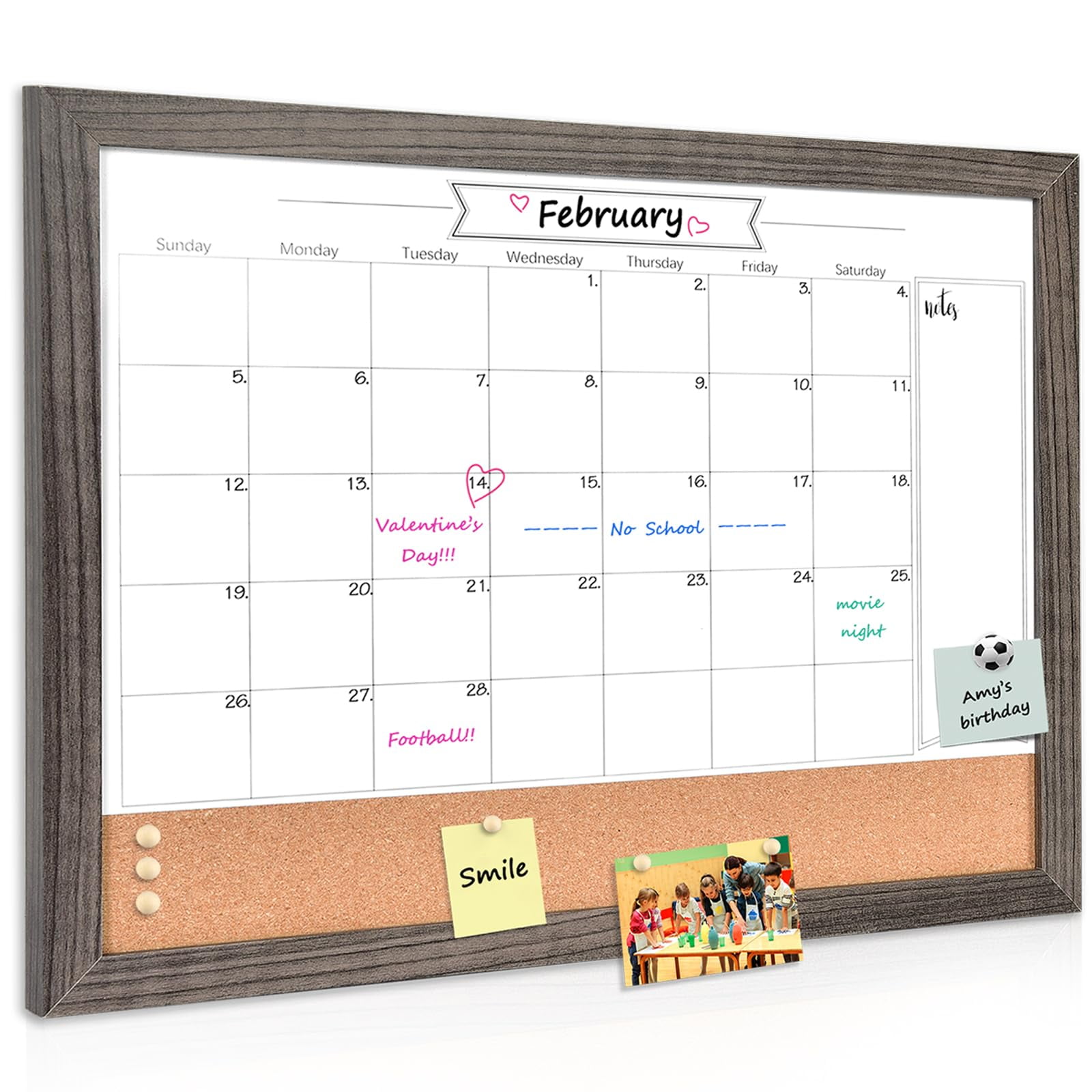 TORASO Whiteboard Calendar & Corkboard, 13" x 17" Combination Dry Erase