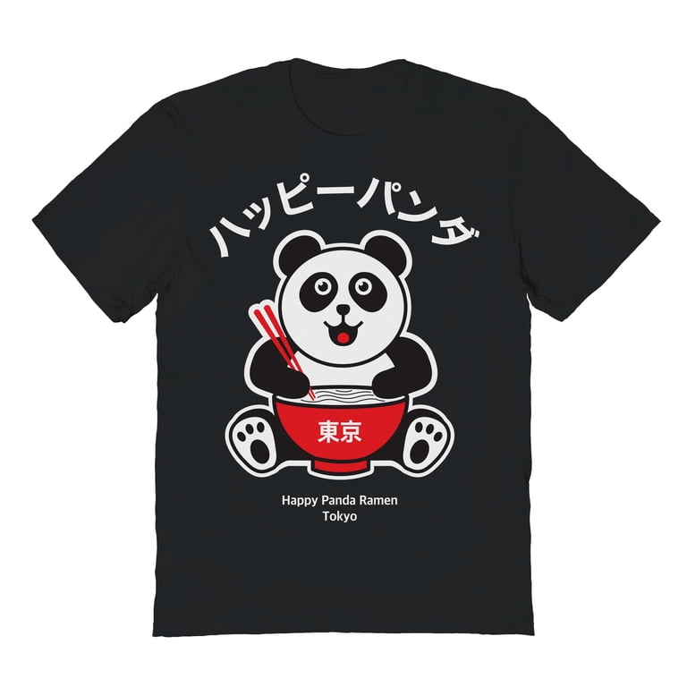 TORC Happy Panda Ramen Tokyo Graphic Black Men's Cotton T-Shirt