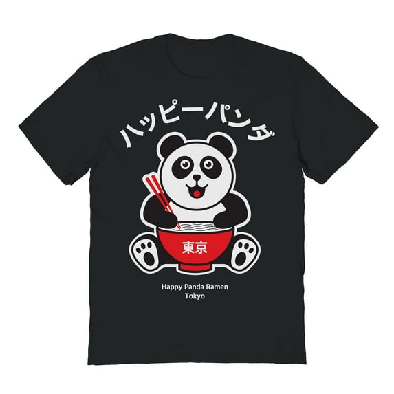 TORC Happy Panda Ramen Tokyo Graphic Black Men's Cotton T-Shirt