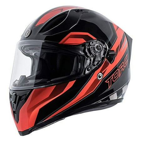 TORC Unisex-Adult Full-face Style T28 Motorcycle Helmet With Graphic (Matte Black Red, X-SMALL)