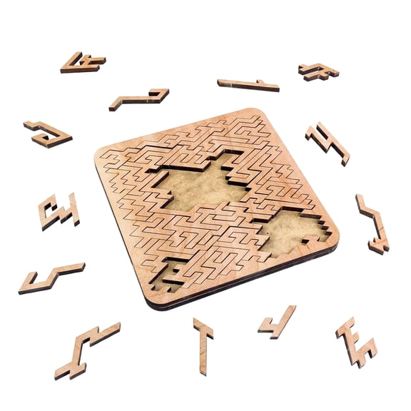 TORCHED Diamond Wooden Jigsaw Travel Puzzle | Geometric Puzzle Board (50 Pieces) 6" x 6"