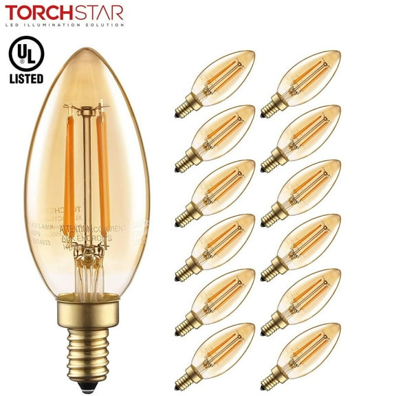 TORCHSTAR 12 Pack 4.5W Dimmable LED Candelabra Light Bulb, 40W Eqv. B11/C11 Classic Chandelier Bulb, UL Listed, E12 Base, Omni Directional, LED Vintage Cand, 3 Years Warranty, 2200K Candlelight