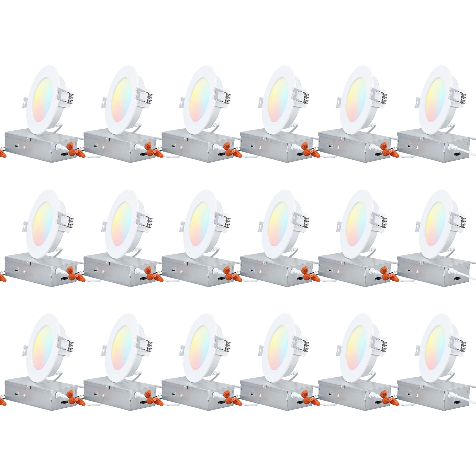 TORCHSTAR 12-Pack 4 Inch LED Downlight, Junction Box, 5CCT