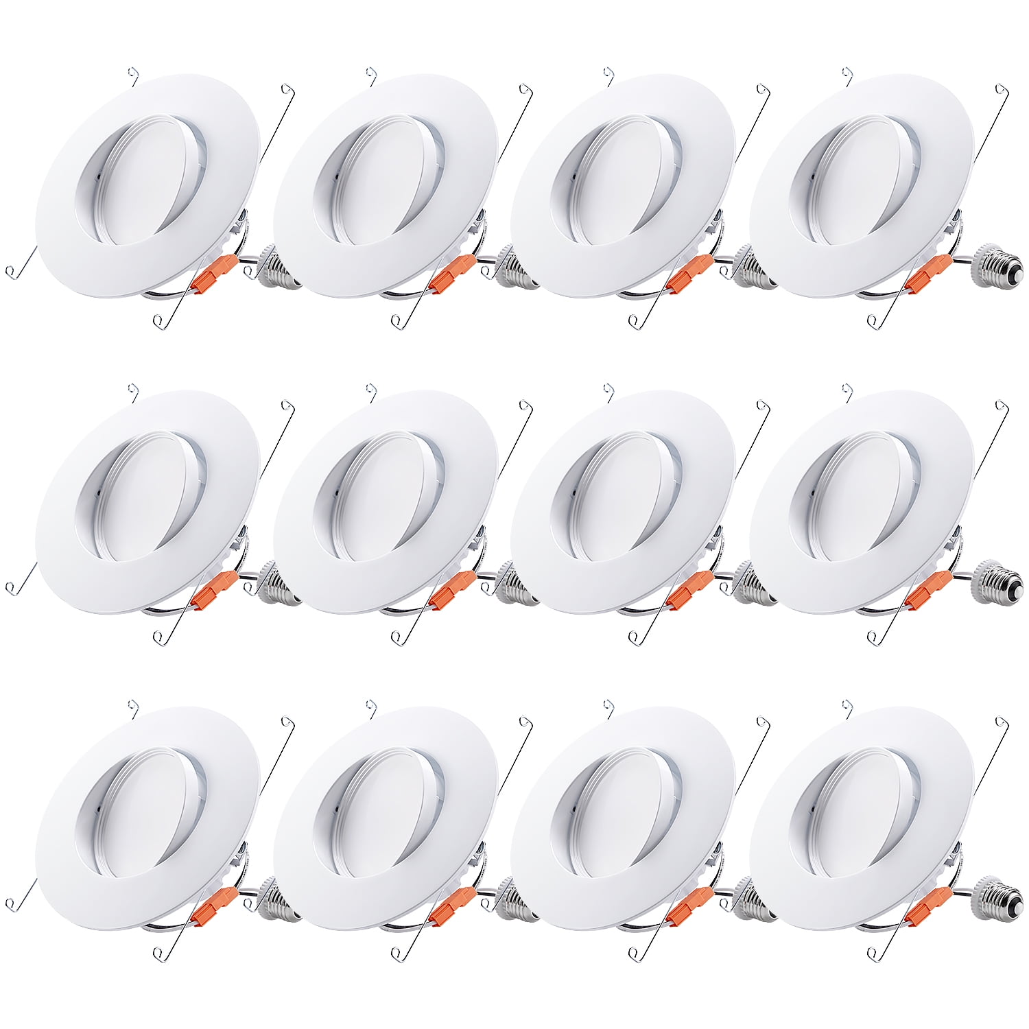 TORCHSTAR 12-Pack 5/6 Inch Adjustable LED Retrofit Downlight, Gimbal  Recessed Lighting, CRI90, Dimmable 13W(100W Eqv), 900lm, UL  Energy Star  Listed, 2700K Soft White, for Pitched, Vaulted Ceiling