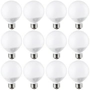 TORCHSTAR 12-Pack Dimmable G25 LED Light Bulb, Vanity Globe Bulbs for Bathroom Mirror, 6W (40W Eqv.), 450LM, UL & Energy Star Listed, E26 Base, Warm White 3000K, Round Frosted Decorative Bulb