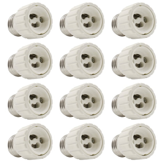 TORCHSTAR 12-Pack E26/E27 to GU10 Adapter, E26/27 Edison Screw to GU10 Bayonet Base Socket Adapter Converter, Fits LED/Halogen/CFL Light Bulbs, Heat-resistant, Anti-burning, No Fire Hazard