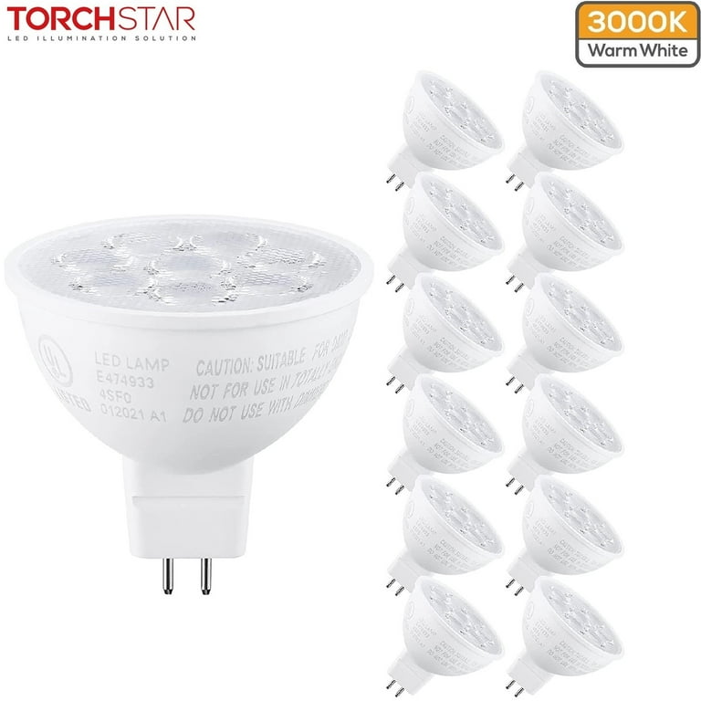 12 Pack MR16 LED Bulbs 50W Halogen Equivalent, 2700K Warm White, 5W GU5.3  MR16 1