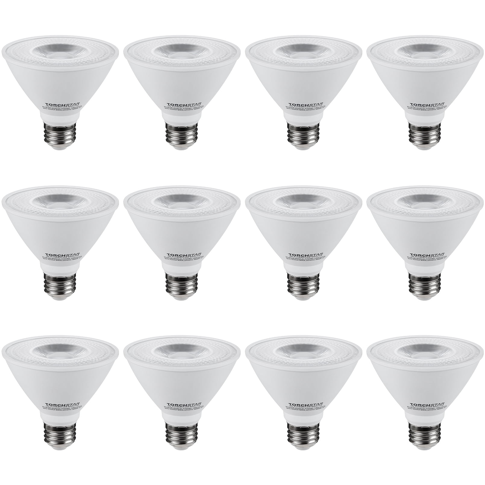 TORCHSTAR 12-Pack PAR30 Short Neck LED Flood Light Bulb, Dimmable, 8W 75W Equiv., High CRI90+, 5000K Daylight, 800Lm, E26 Medium Screw Base, Energy Star & UL Listed LED Spotlight, 3 YEARS WARRANTY
