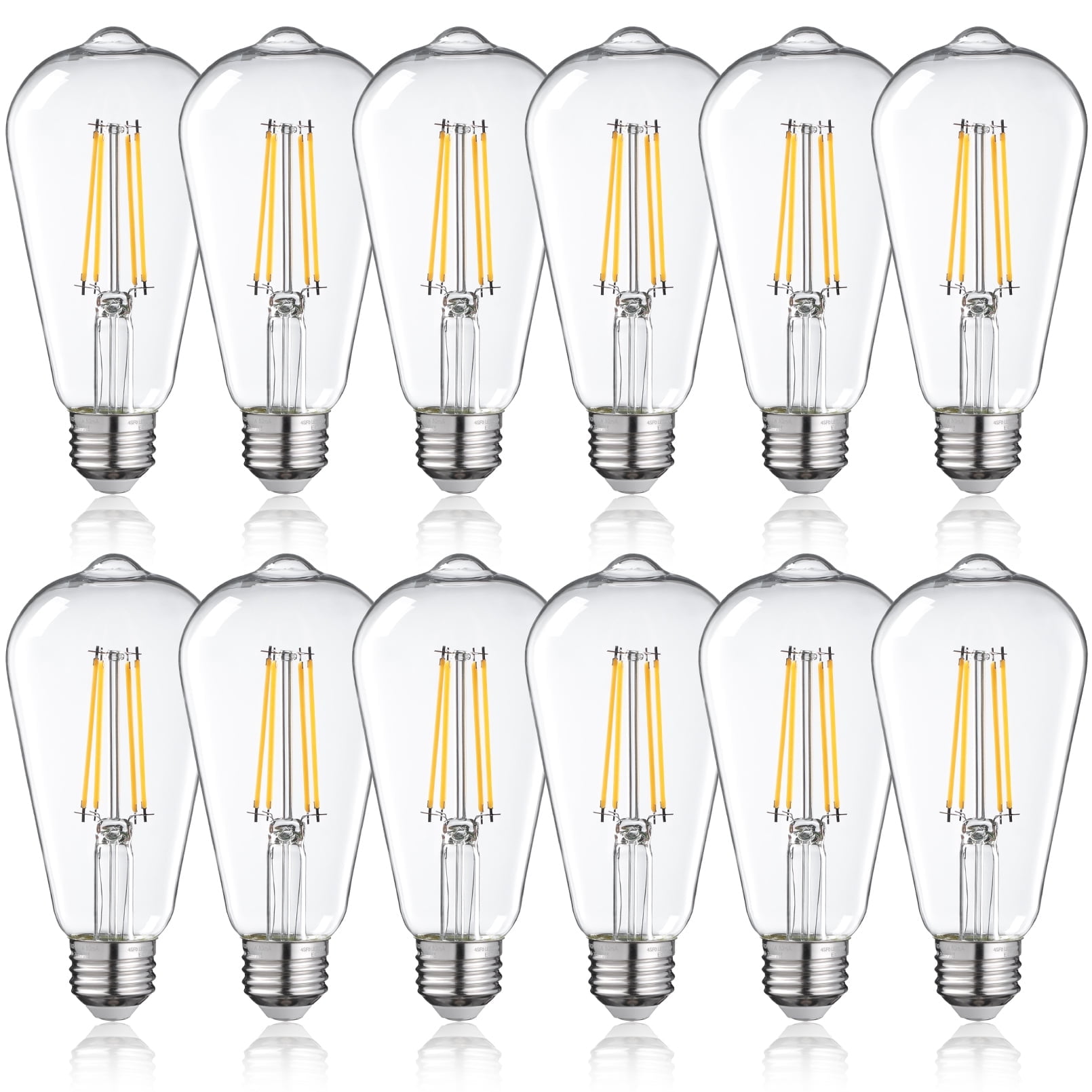 TORCHSTAR 12 Pack ST64/ST19 LED Bulb, Dimmable, 7W(75W Equivalent), Vintage Edison Filament Light Bulb, E26 Medium Base, Intdoor Decorative Light, 2700K Soft White