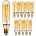 thumbnail image 1 of TORCHSTAR 12Pack T25 Tubular Edison Bulbs, Dimmable T6 LED Bulb, E12 Candelabra Bulb, 4.5W(25W Equiv.), for Chandelier, Wall Lamps, Amber Warm Glass, 1 of 7