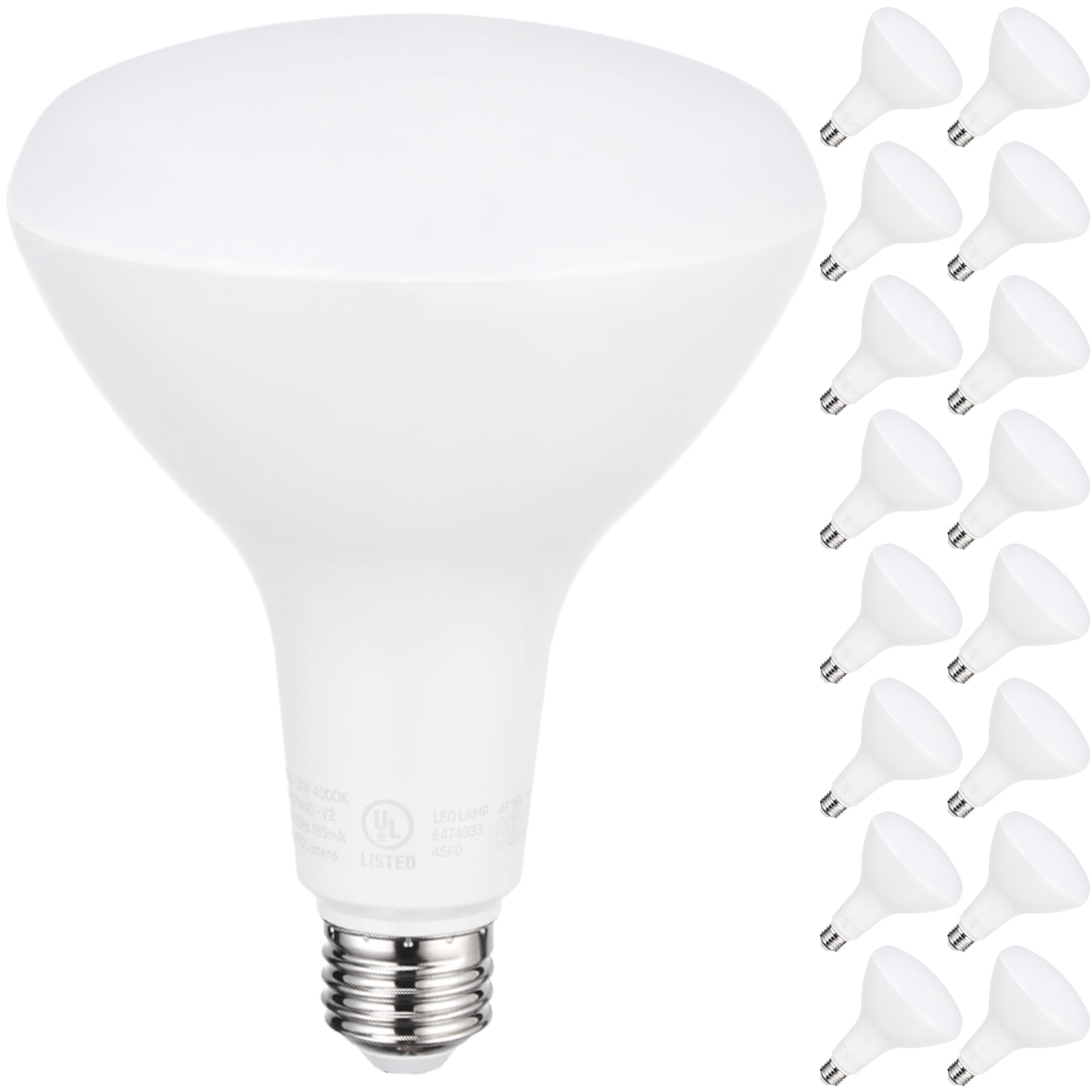 TORCHSTAR 16-Pack BR40 LED Bulb, Dimmable, 17W (100W Eqv.), 4000K Cool ...
