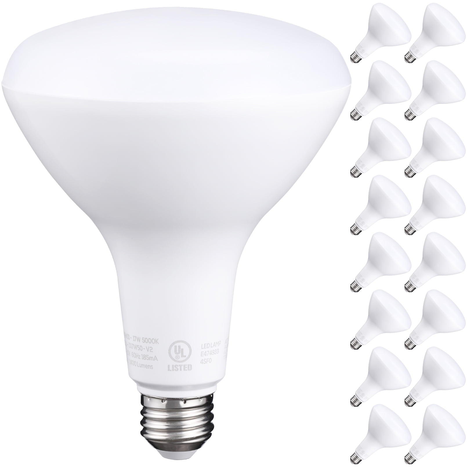 TORCHSTAR 16Pack BR40 LED Light Bulbs, 17W=100W, 1400lm, Dimmable