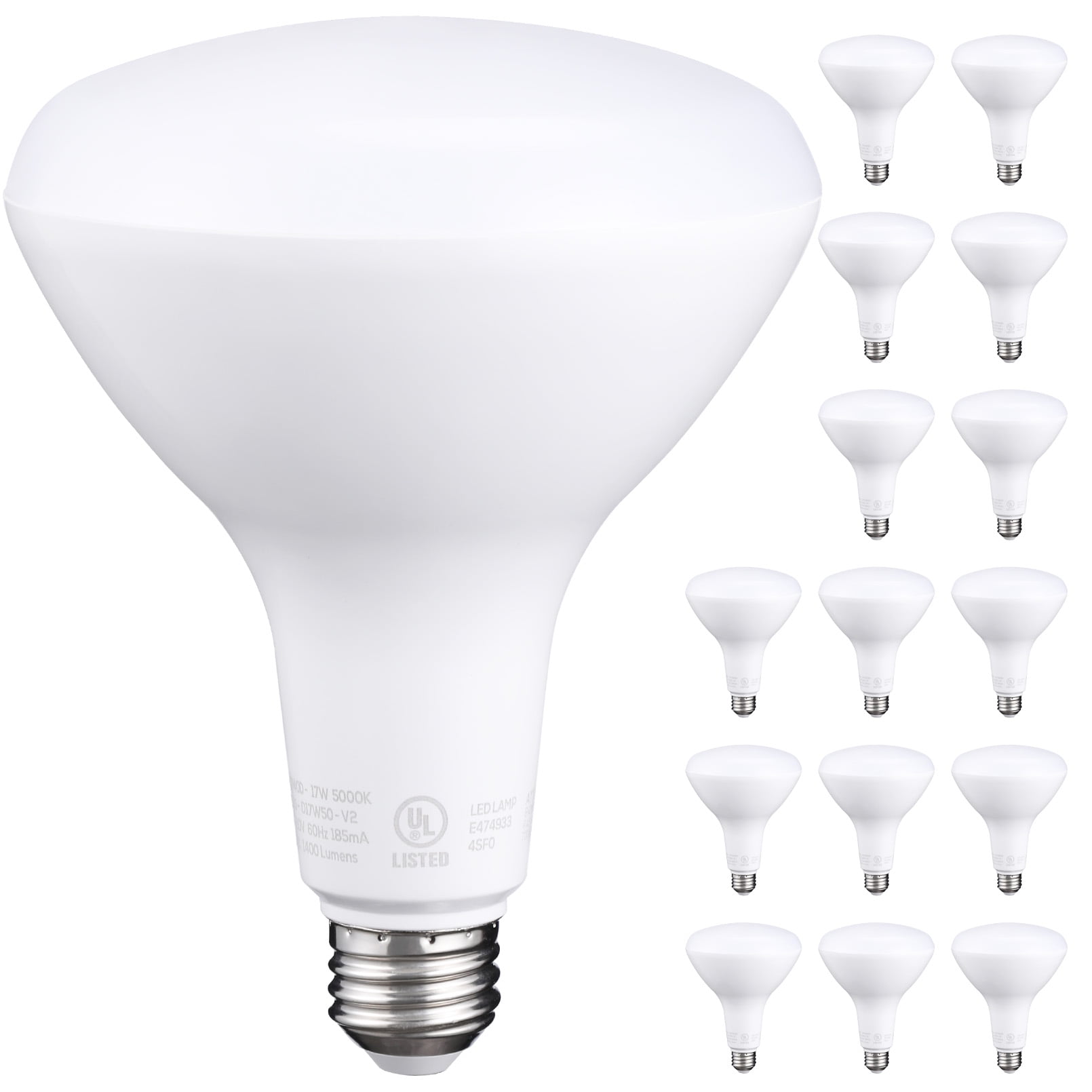 BR40 LED Light Bulbs 3000K Warm White Dimmable - 6 Pack 17W Equivalent To 100W Flood Lights