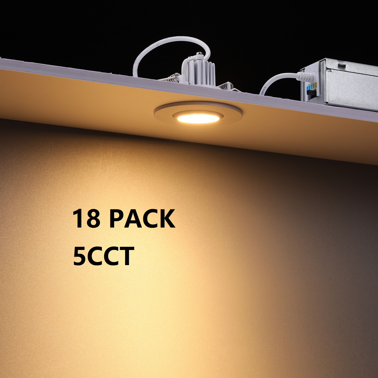 TORCHSTAR 18 Pack 5CCT 2" Gimbal Recessed Light with JBox, 6W Dimmable