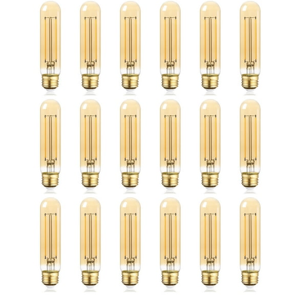 TORCHSTAR 18 Pack Dimmable Vintage Edison Bulbs, UL Listed T10 LED Bulb, Filament Light Bulb, 4.5W, 400lm, E26 Base, CRI90, 2200K Amber Warm