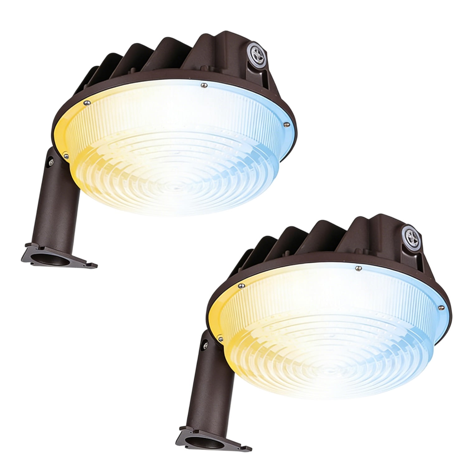 2 Pack 3CCT Adjustable LED Barn Light, 150W/120W/100W Selectable Dusk to Dawn Area Lights, 120-277V Outdoor Security Flood Lighting, IP65 Waterproof, Bronze