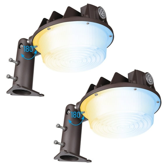 2 Pack 3CCT Adjustable LED Barn Light, 40W/60W/80W Selectable Dusk to Dawn Area Lights, 120-277V Outdoor Security Flood Lighting, IP65 Waterproof, Bronze