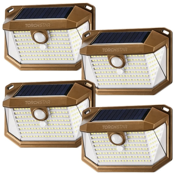 TORCHSTAR 178 Leds Outdoor Wireless LED Solar Motion Light for Driveway, Oil Rubbed Bronze, Pack of 4