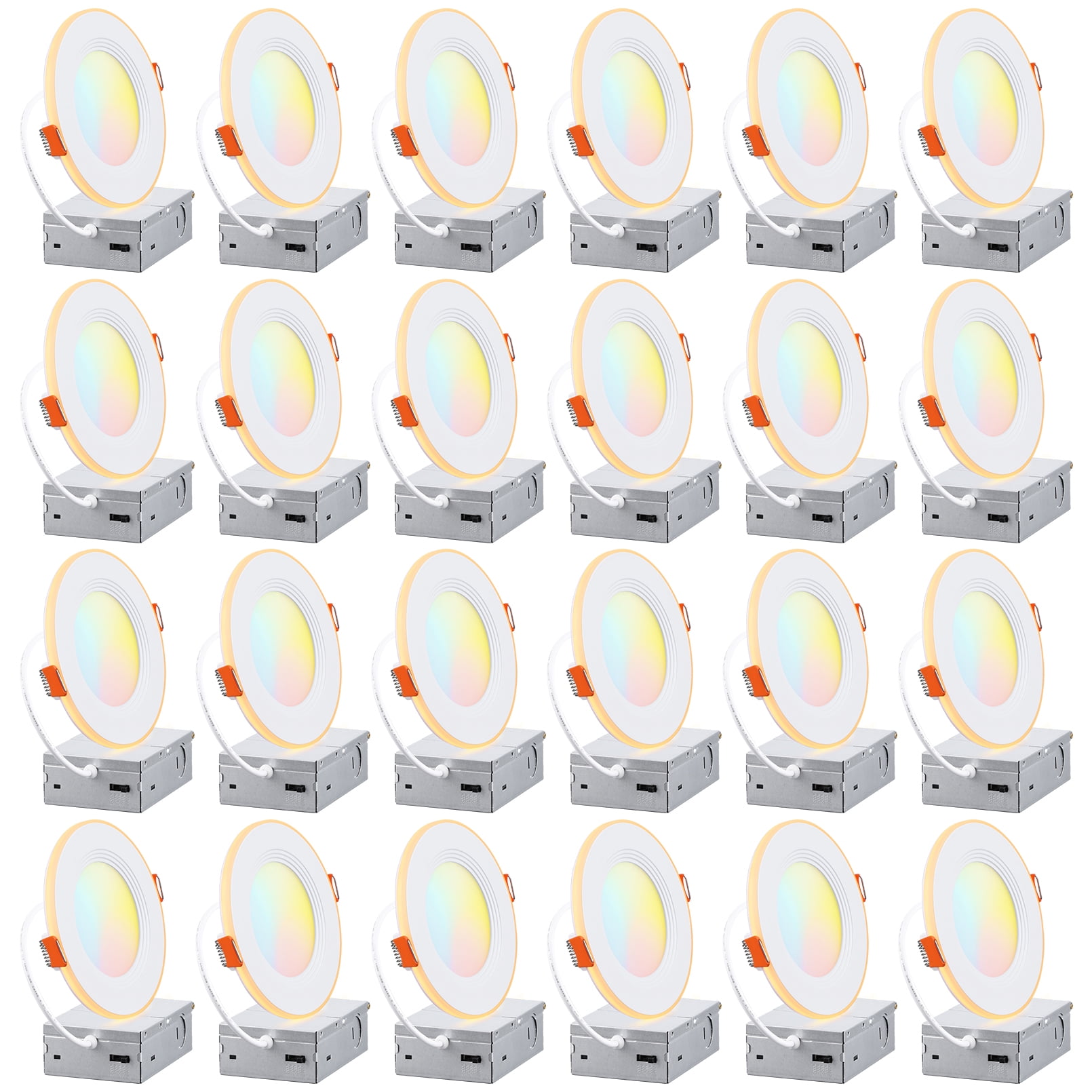 TORCHSTAR 24 Pack 4" 5CCT LED Recessed Light, Anti-Glare Baffle Trim Night Light, 2700K3000K3500K4000K5000K, High CRI90, 9W Dimmable Ultra-Thin Canless Wafer Downlight, ETL
