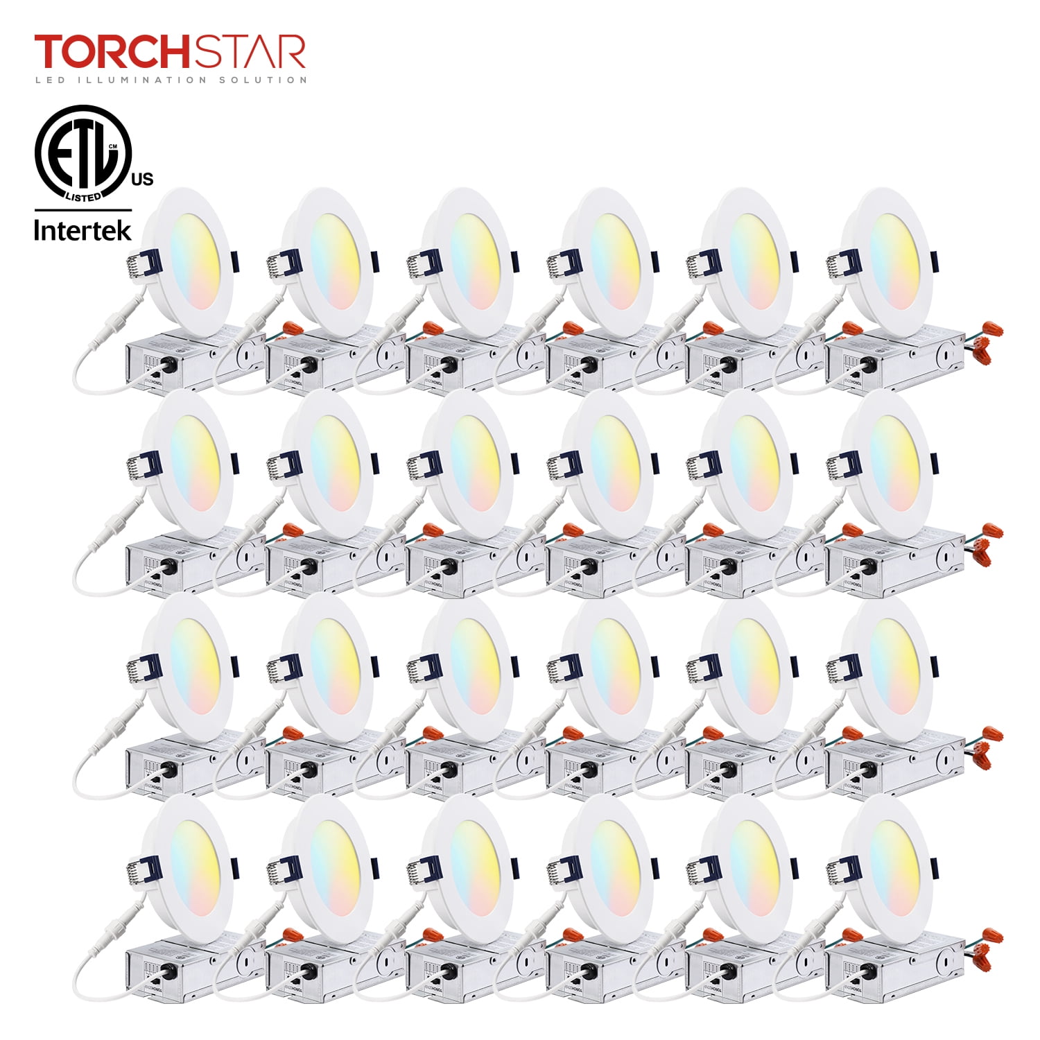 Torchstar Free Shipping! TORCHSTAR 24 Pack 4 Inch LED Recessed Lighting with J ...
